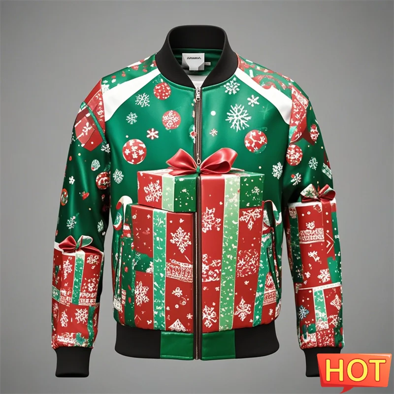 Funny Christmas Tree Graphic Ugly Sweater Coat Fashion Oversized Bomber Jackets For Women Clothes Xmas Boy Gift Pullovers Tops