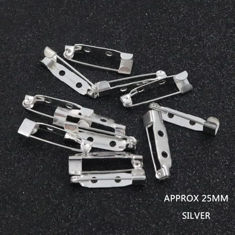 50pcs 25mm No Safe Lock Two Holes Brooch Base Pin For Jewelry Making Diy Finding Necklace Bracelet Accessories Whoelsale Supply