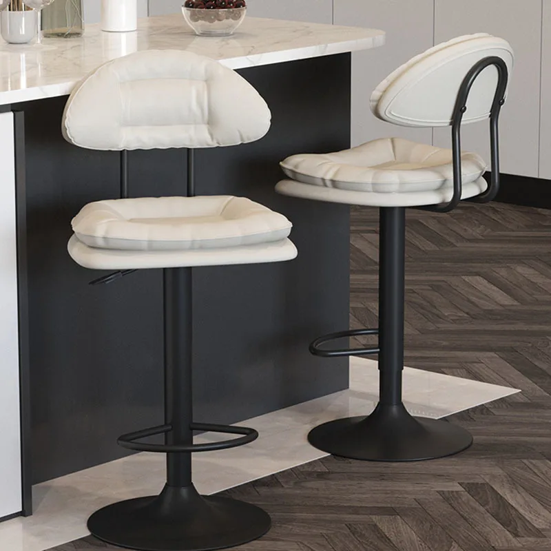 

Nordic Style Metal Bar Stool Design Telescopic Back White Chairs Adjustable Height High Quality Taburetes De Bar Furniture