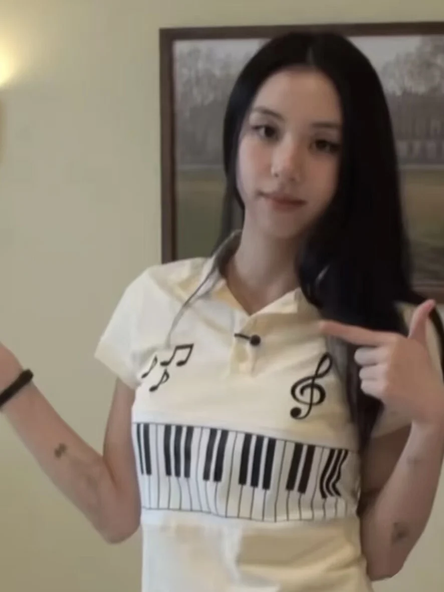 Slim Fit  Shirt Piano Note Print Y2K Style Marching Band Short Sleeve Cotton Pure Printed Flip Collar Men's Fashion