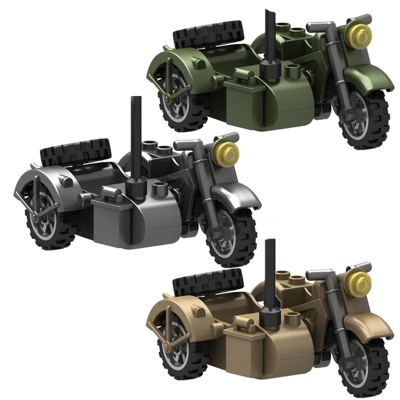 WW2 Military German US Japan Tricycle Building Blocks Modern Off-road Racing Army Figure Two-wheeled Motorcycle Bricks Toys J051