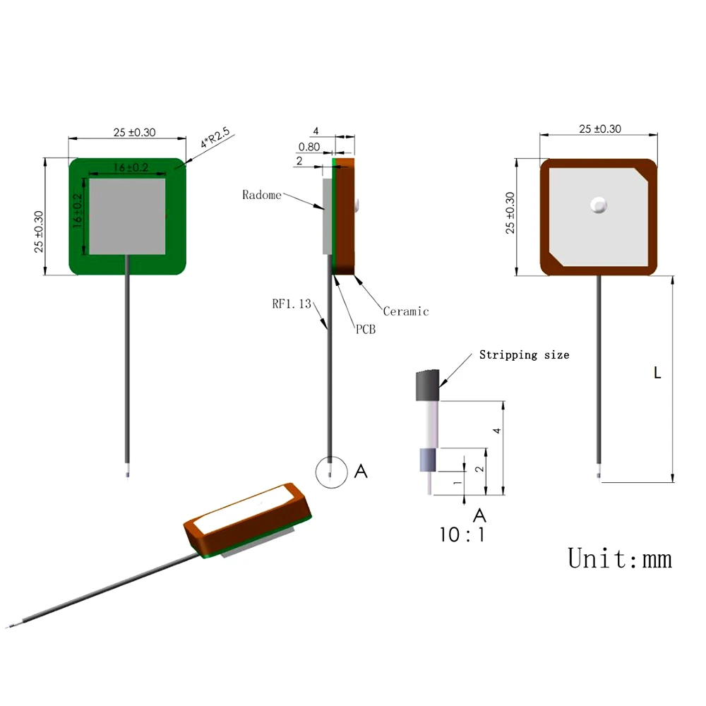 Embedded internal Ceramic Patch active Gps Antenna