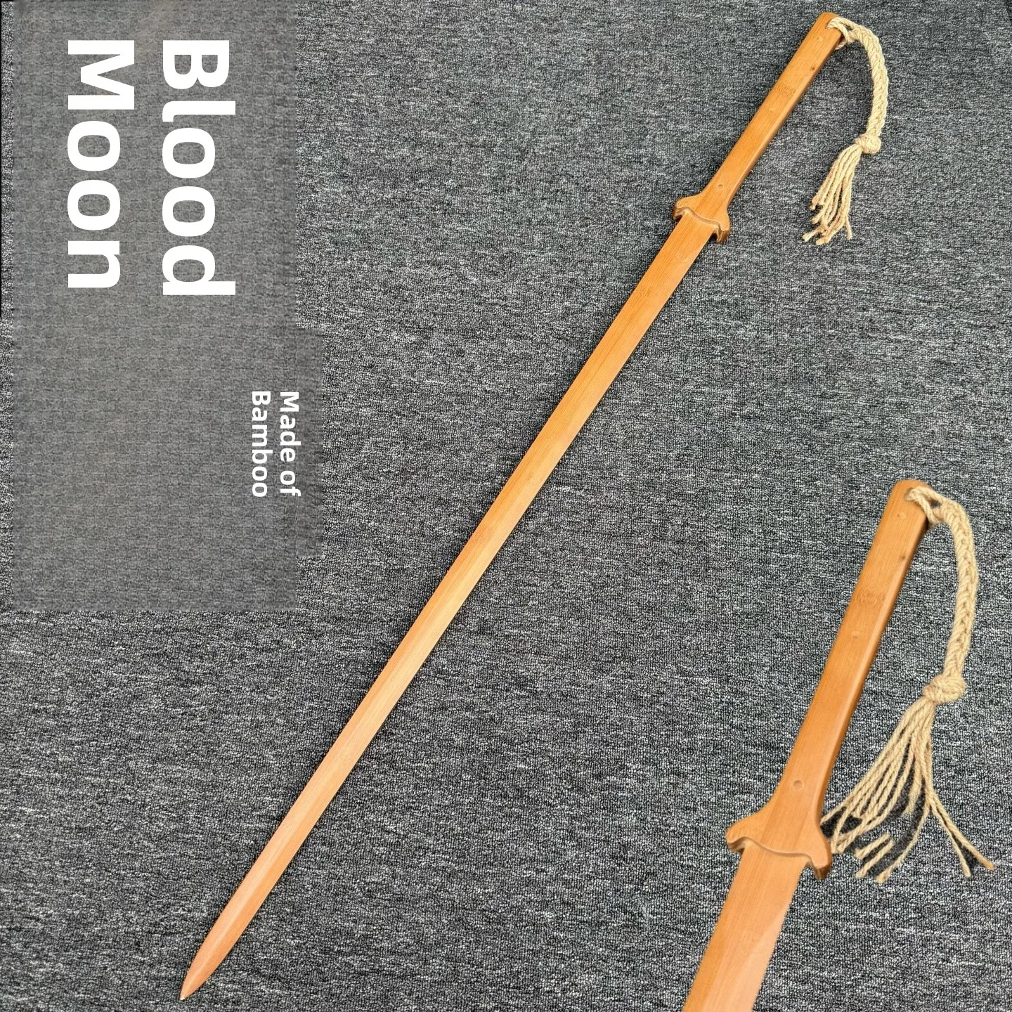 Double-Handed Wooden Sword Bamboo Sword Traditional Martial Arts Training Props Samurai Blade Children's Toy Wooden Knife