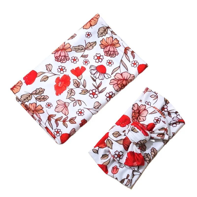 Flower Print Baby Swaddle Wrap New Born Photography Props Baby Blankets Newborn Items Babies Accessories