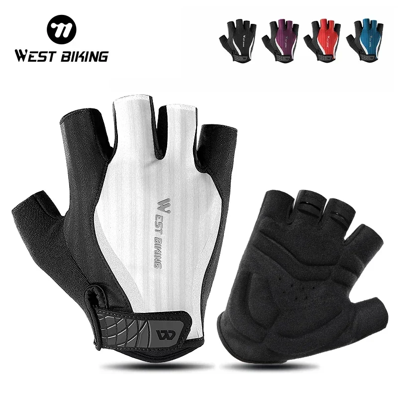 WEST BIKING Summer MTB Gloves Shock-Absorbing Half Finger Road Bike Cycling Gloves Anti Slip 5 Colors Unisex Cooling Sport Gear