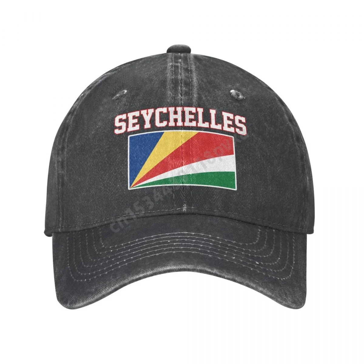 Seychelles Flag Seychellese Unisex Adult Charcoal Washed Denim Baseball Cap Men Classic Vintage Cotton Dad Trucker Hat