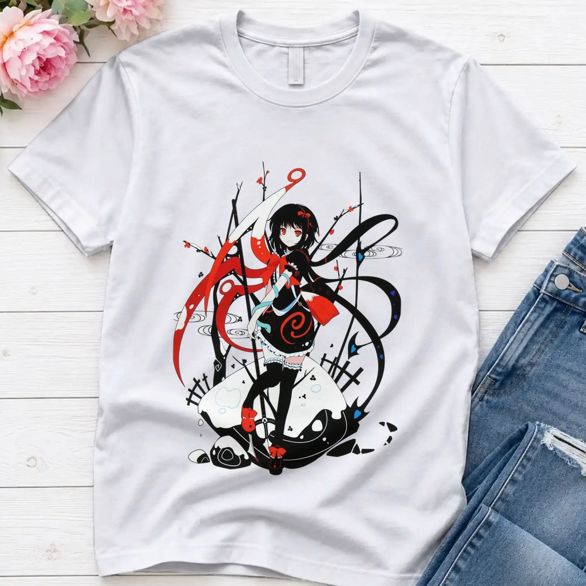Touhou Project  Nue Houjuu  T-Shirt Summer  Fashion T-Shirts Men 100 Cotton Crewneck Plus Size 5XL Top Tees Retro Tshirt