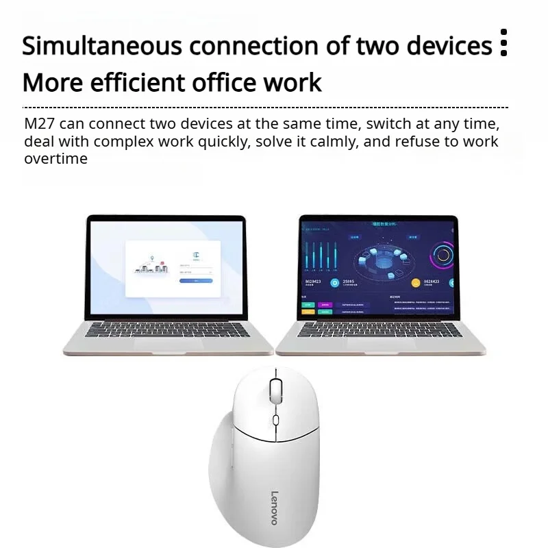 Lenovo M27 Wireless Bluetooth Mouse 2.4G Dual Mode Silent Ergonomic Portable Office Mice For Laptop PC Mac Desktop