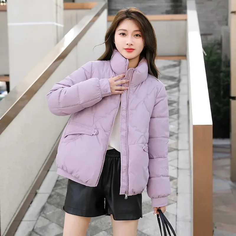 Cotton Jacket Women\'s Short Down Cotton Jacket Korean Version Thickened Bread Jacket Stand Collar Small Cotton Jacket Jacket