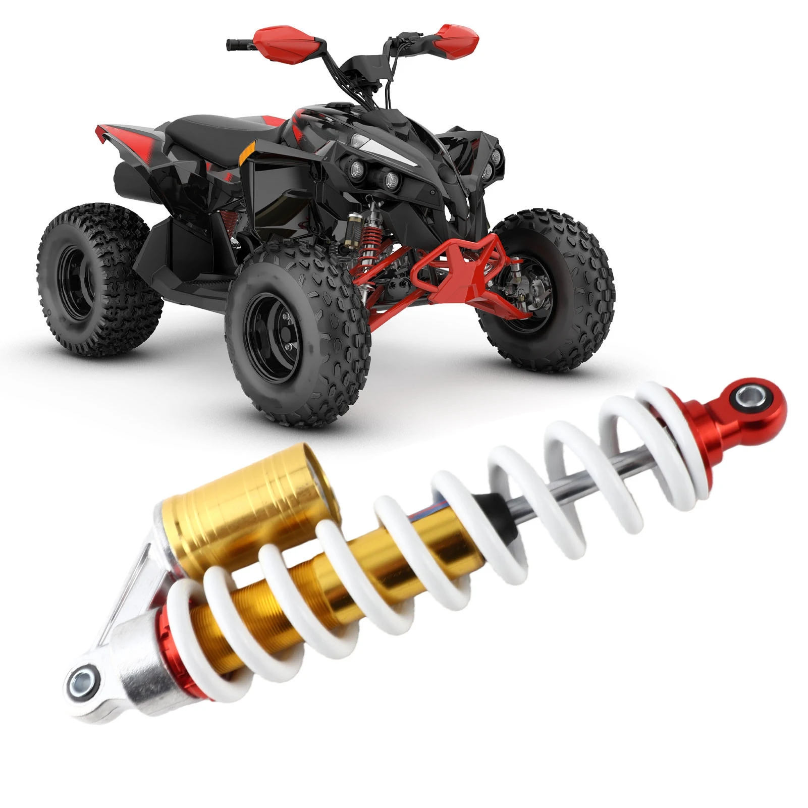 350mm Motorcycle Shock Absorber Adjustable Spring Suspension Damper Replacement for ATV Quad Dirt Bike Go Kart Scooter