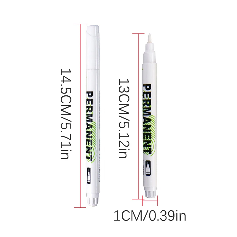 2 Stuks 1.0Mm Witte Permanente Marker Pennen Diepe Gat Marker Voor Hout Steen Plastic Leer Glas Steen Metaal Kunst Marker