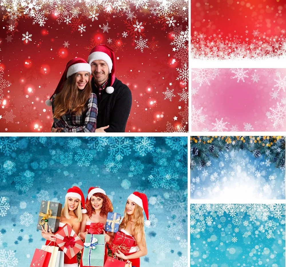 

Glitter Spots Snowflake Backdrop for Winter Christmas Party Baby Kids Family Portrait Photography Background Decor Photo Studio