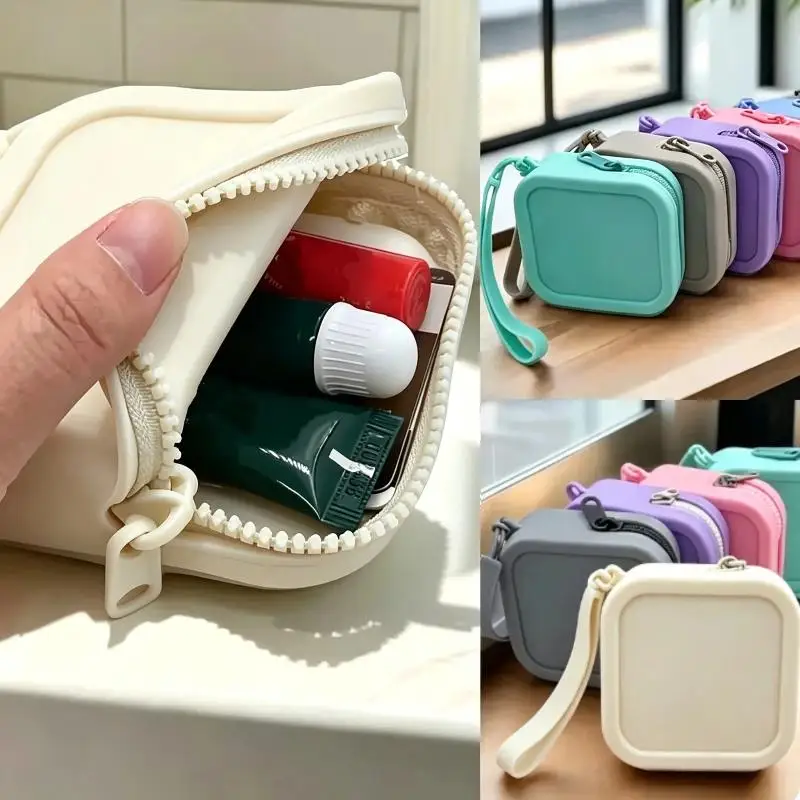 1Pcs Headphone Storage Pouch Travel Carry Bag Silicone Coin Storage Small Pouch Waterproof Zipper Coin Purse For Lipstick Card