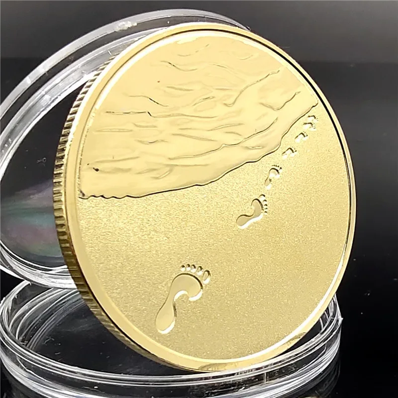 The Wanderer's Beach Footprint Commemorative Coin Art Challenge Souvenir Coins A Must-Have for Numismatists