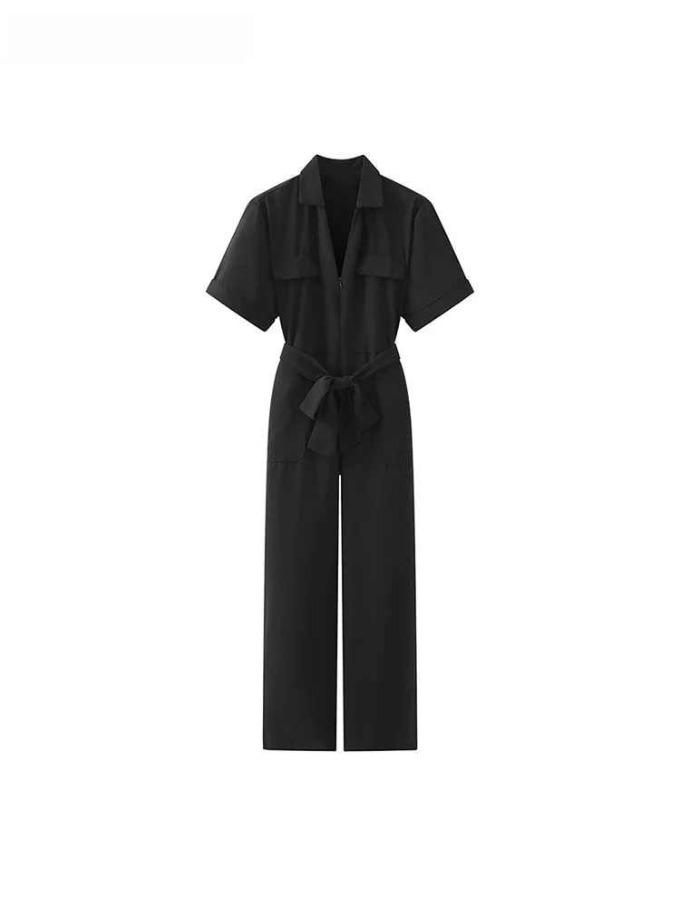 La Chapelle été nouveau v-ne ceinturé une pièce pantalon femme décontracté taille haute pantalons longs haute Faion Ele