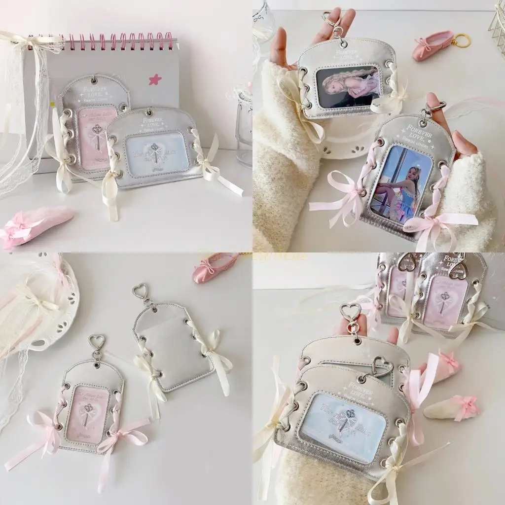 

X90D Lovely Kpops Photocard Holder with Keychain,Ballet Photo Card Sleeve Credit Card Holder Protector Gifts