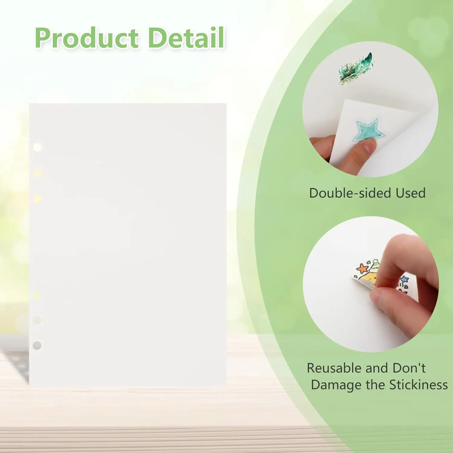 A5 6 ring 40 Sheets Blank Release Paper Binder Refills for Collecting Sticker Reusable Sticker Paper Pages Binder Insert Sheet