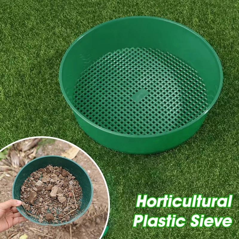 

Gardening Seed Planter Round Screen Pan Plastic Soil Sieve Filter Mesh Soil Sieve Mining Sand Sifter Potting Gardening Tool