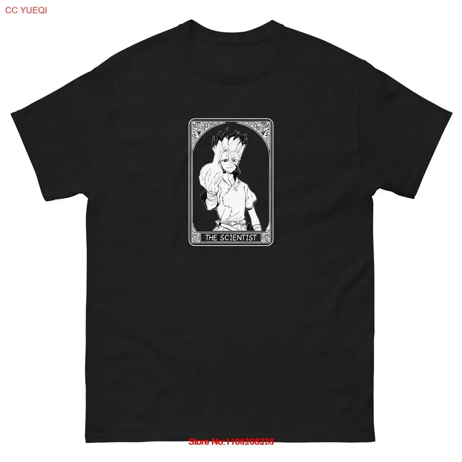senku tee goth tarot card oracle anime unisex managa dr stone t shirt scientist vintage Washed Versatile Slightly Unisex