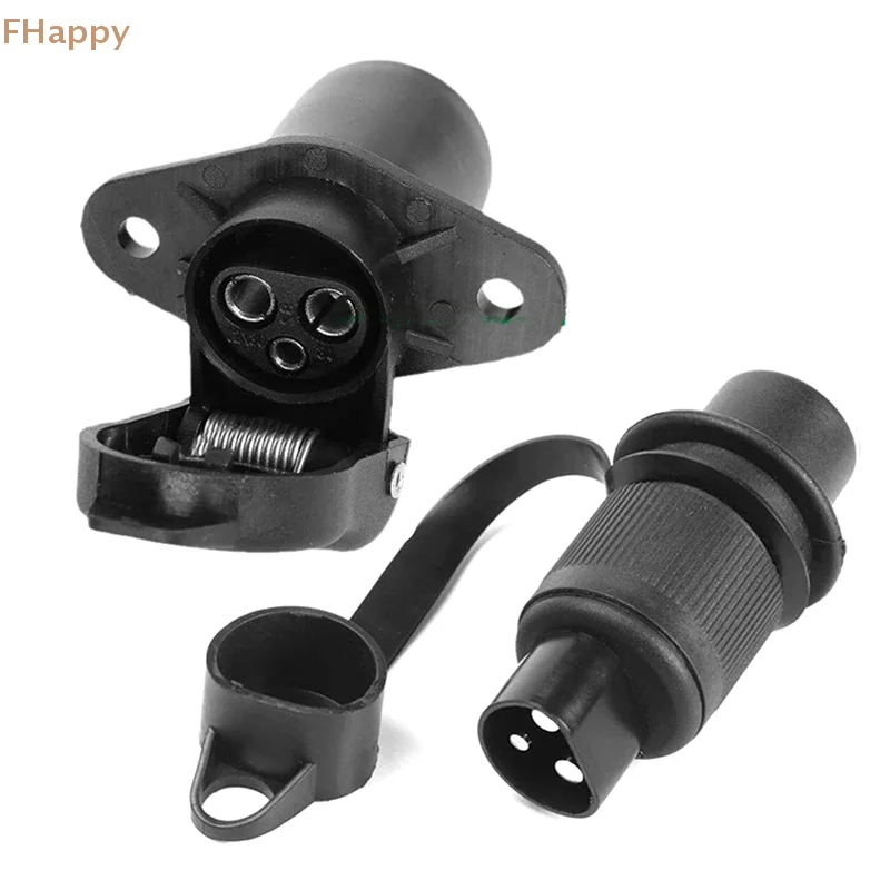 

2pcs/set 3-pin Trailer Plug Adapter DIN 72575 DIN 9680 6-24V Motorhome Socket Connector Caravan Truck Electrical 12V Tractor Plu
