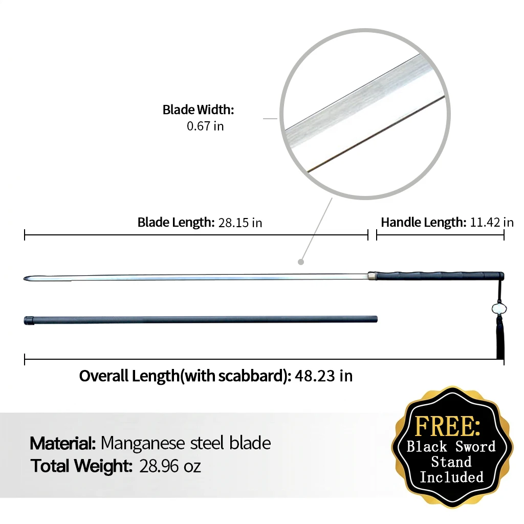 Martial Arts Bamboo Concealed Sworrd Replica Unsharpened Manganese Steel Blade  Design Home Display Ornament