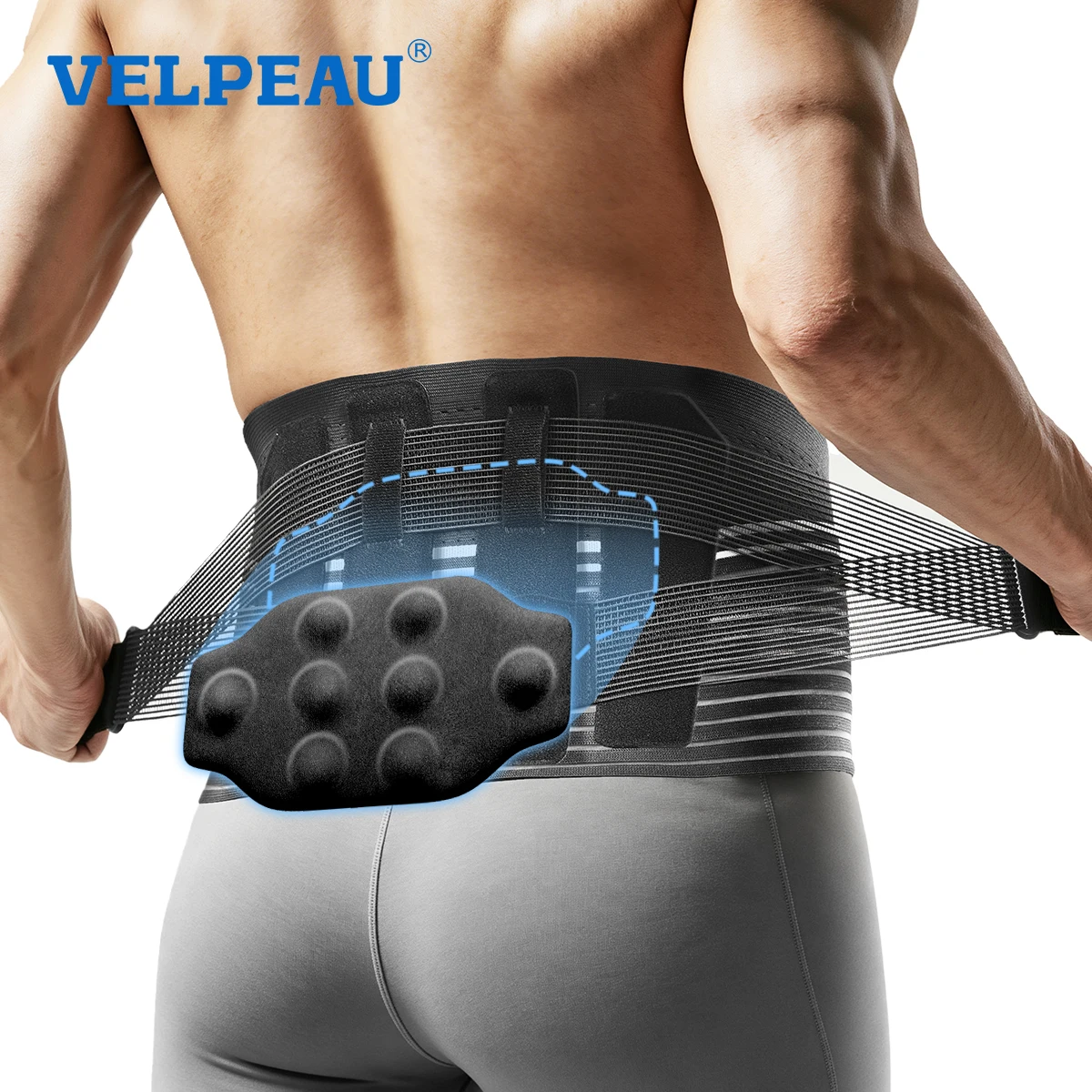 VELPEAU Lumbar Brace for Back Pain Relief and Sciatica Herniated Disc, Adjustable Waist Support Belt for Men Women