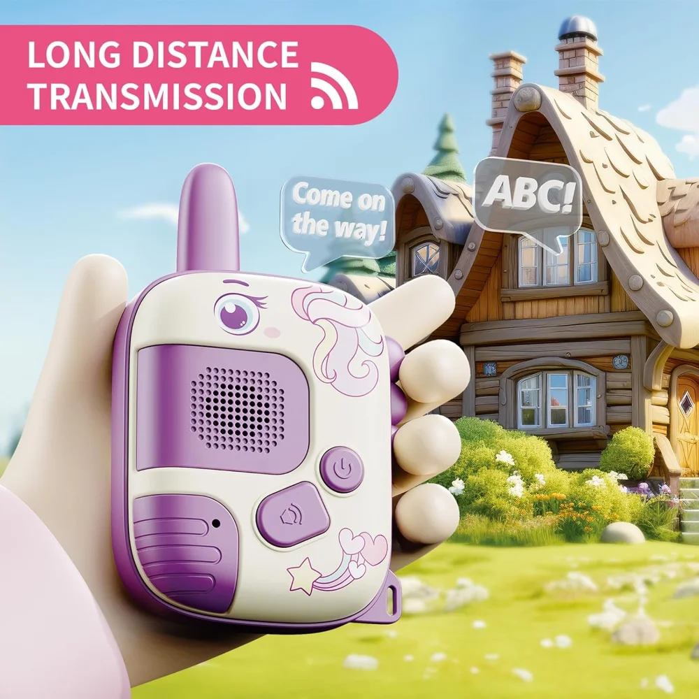 Walkie talkies brinquedos para crianças, pager de transmissão sem fio para crianças, brinquedos de desenhos animados de conversa ao ar livre, presentes de natal para meninas