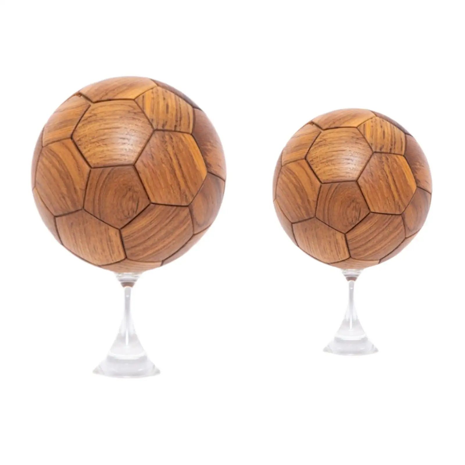 Football Statue Crafts with Stand Decoration Gift Wood Figurine Sculpture for Housewarming Office Desktop Bookshelf Bedroom