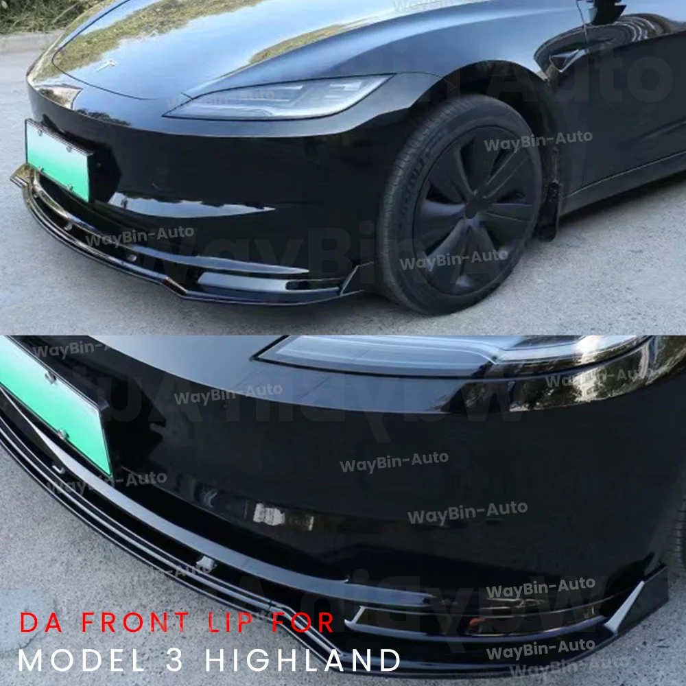 Paraurti anteriore labbro per Tesla Model 3 Highland 2024 labbro anteriore spoiler nero lucido collezione carbonio modello 3 + accessori auto