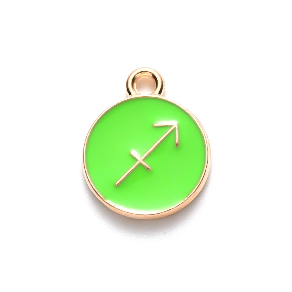 20Pcs Sagittarius Alloy Enamel Pendants Flat Round with Constellation Jewelry Making Charms for Women Festival Gifts Jewelry DIY