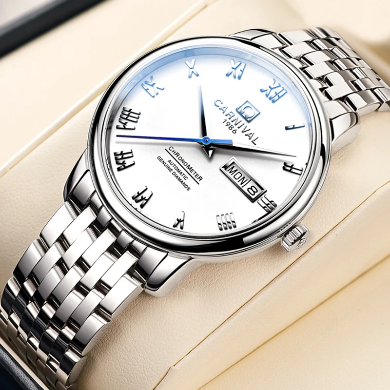 

CARNIVAL Men's Watch Stainless Steel Automatic Mechanical Watch For Men Sapphire Crystal MIYOTA movement Luminous Clock