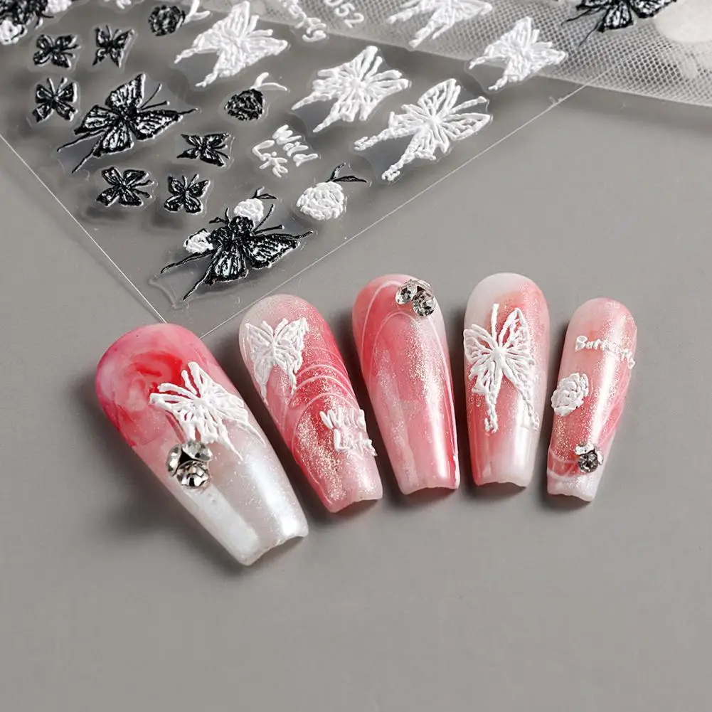 Ins Style 5D Nail Stickers Long-Lasting Glossy Finish Perfect for Nail Decoration Nail Art Sticker Supply