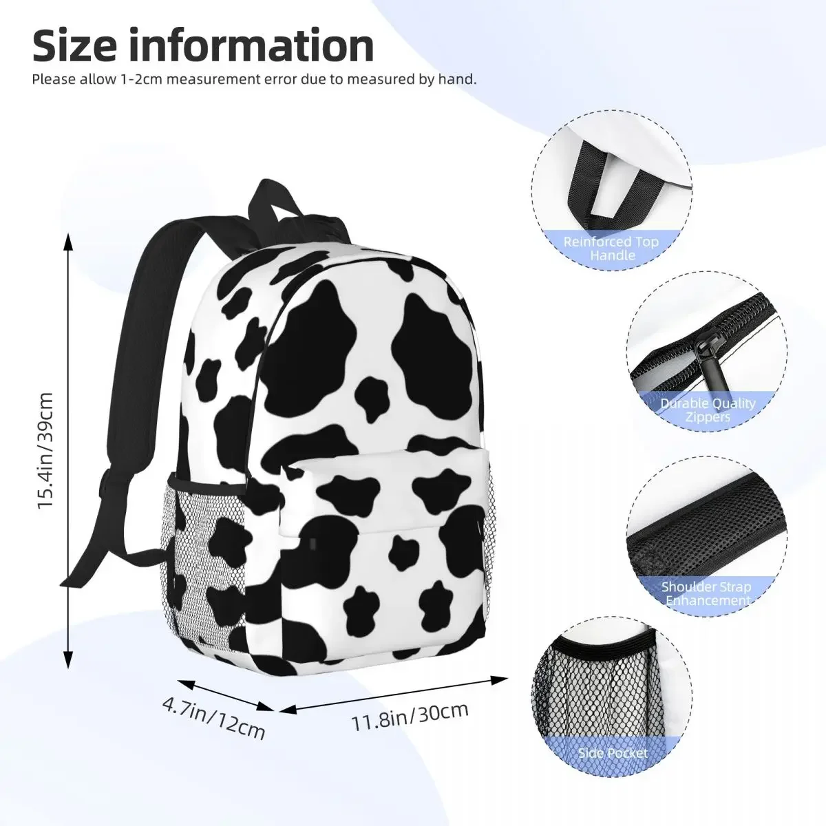 Zaini con stampa mucca Bookbag per adolescenti borse da scuola per studenti di moda borsa a tracolla per zaino da viaggio di grande capacità