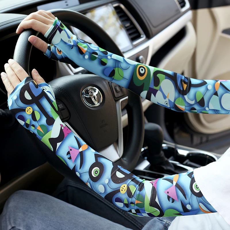 Long gloves fingerless cycling and driving sun protection decoration fashion hip dance cool pair arm cuff Men angling show
