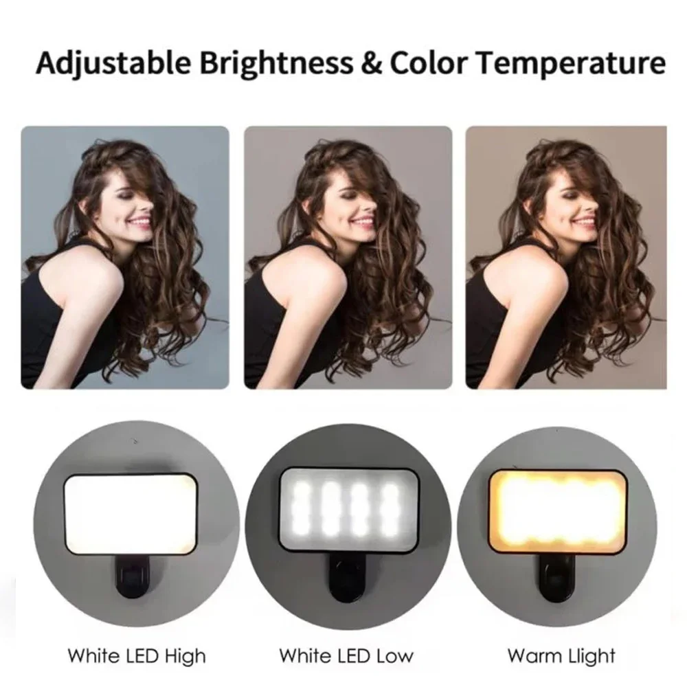 LED Selfie Light Adjustable Brightness Portable Phone Lens Fill Flash Lamp Clip For IPhone IPad Laptop Video Photography