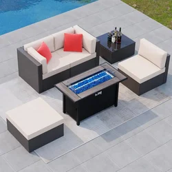 Furniture Sets Outdoor All-Weather Sectional Patio Sofa Set PE Rattan Manual Weaving Wicker Patio Conversation