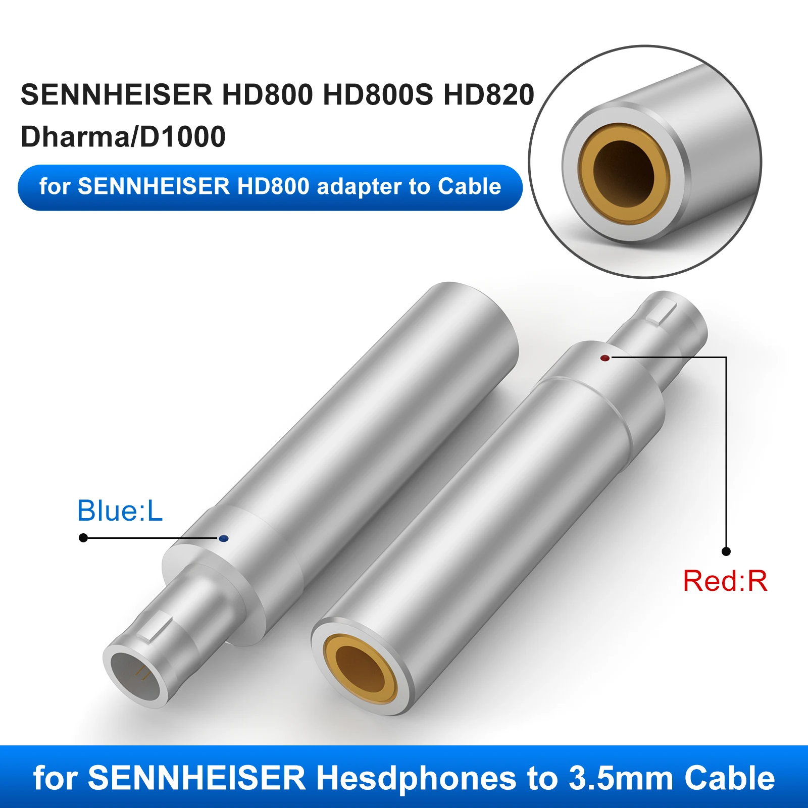 OKCSC Headphone Converter Dual 3.5mm Female Jack Earbuds Adapter for SENNHEISER HD800 HD800S HD820 Dharma/D1000 Audio Adapter