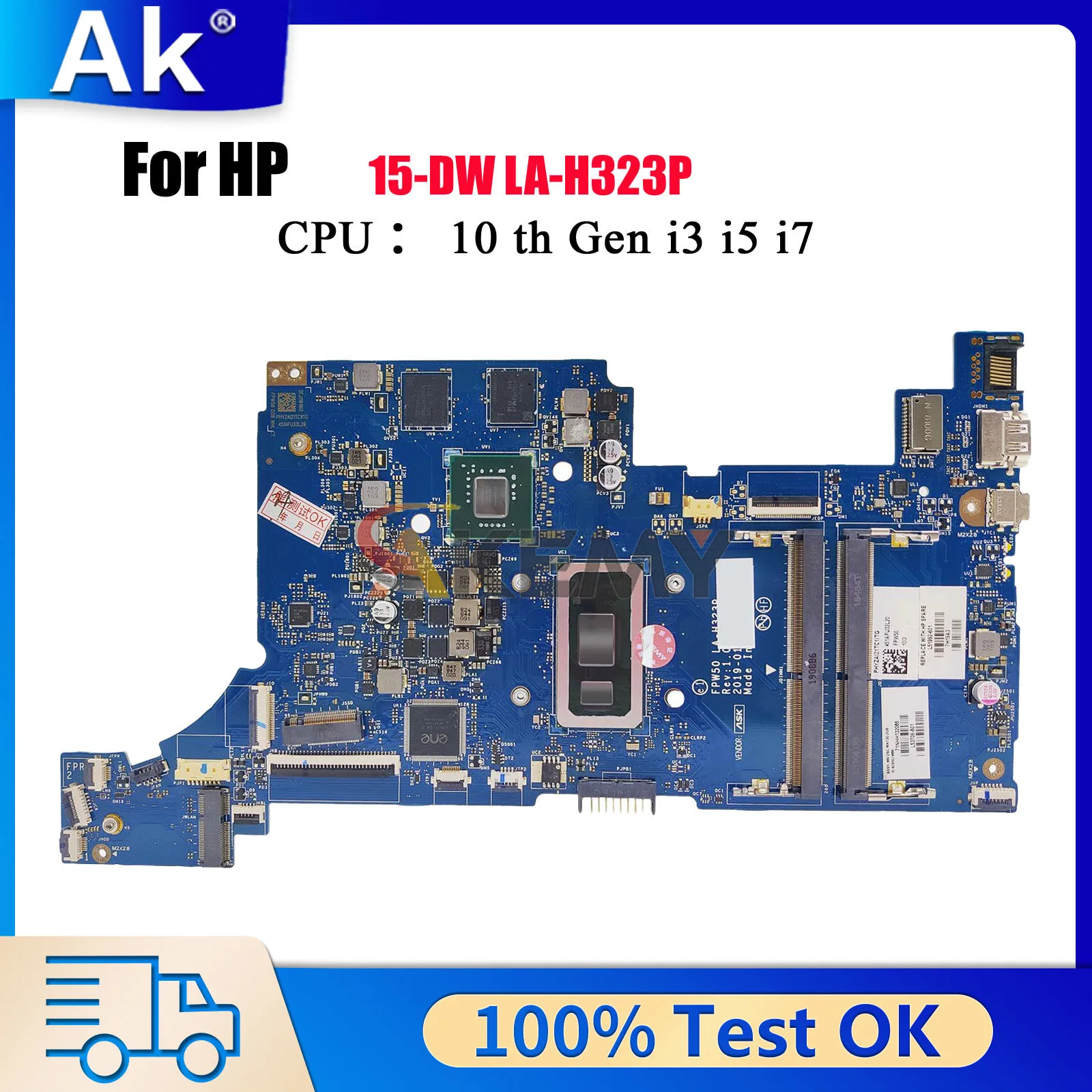 

LA-H323P Материнская плата для ноутбука HP Pavilion 15-DW с процессором i3 i5 i7 8-го 10-го поколения 2 ГБ графического процессора L68080-601 L51993-601