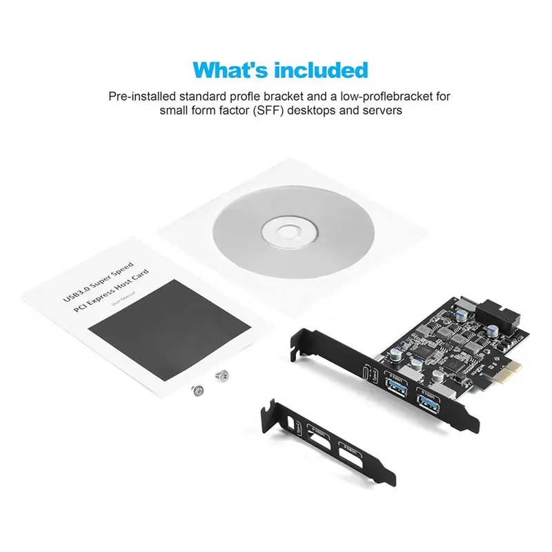 For Pcie USB 3.0 Expansion Card With 5 Ports, For PCI Express Card Featuring UASP Support- For PC Desktop USB Adapter