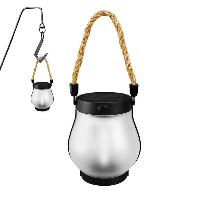 

Solar Flame Lights Solar Powered Garden Lantern Flickering LED Light Decorative Yard Decor with Rope Rechargeable Camping Lamp