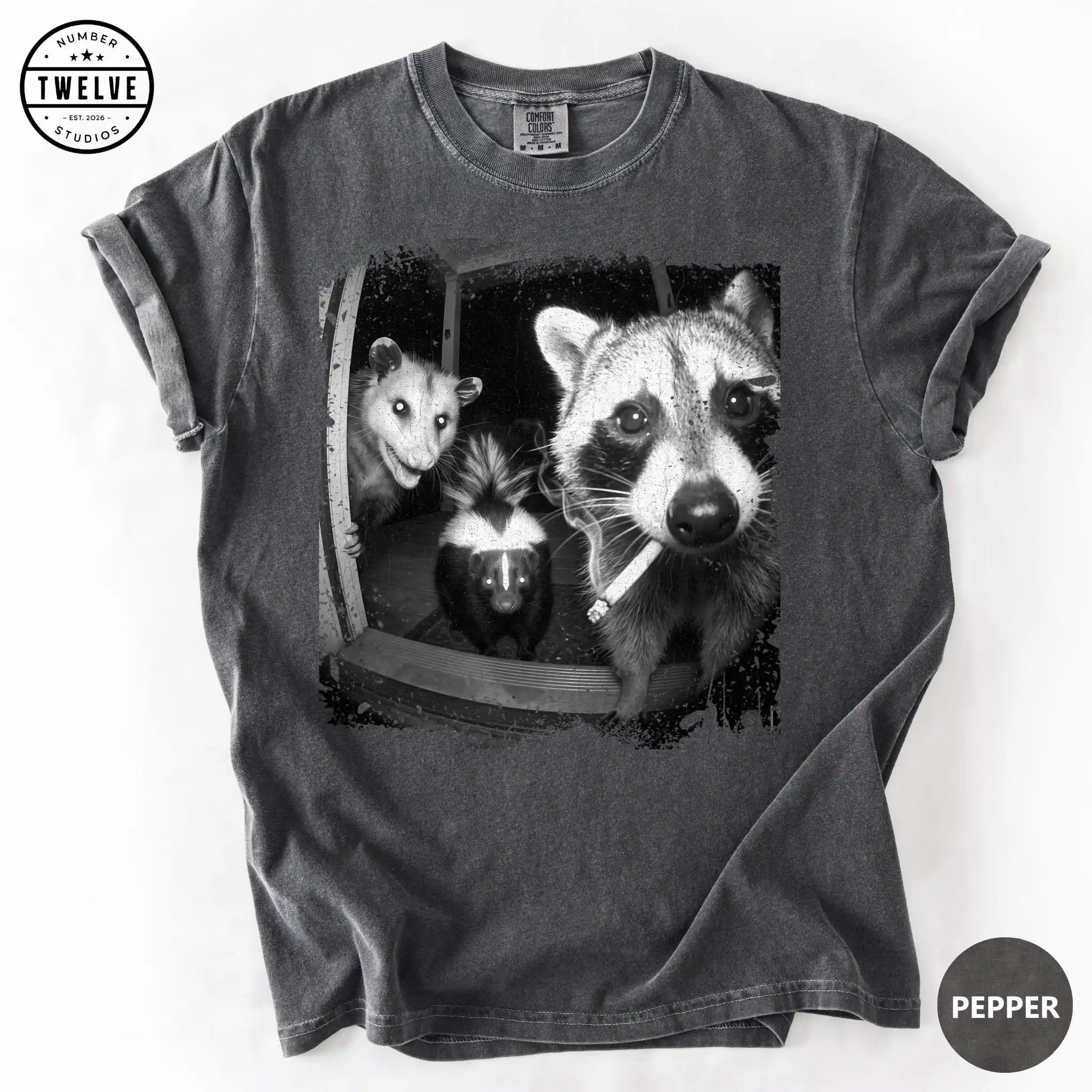 Trash Panda Night Crew Shirt, Raccoon Opossum Skunk Tee, Feral Goblincore Gift , Trail Cam Critter Humor Top Lover T-shirt