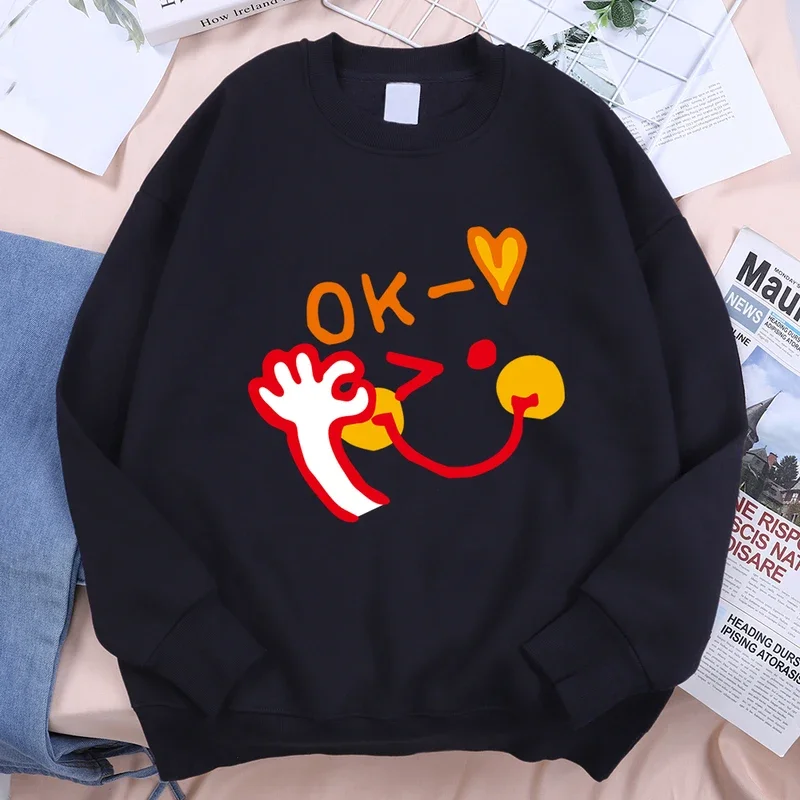 Ok Happy Expression Men Women Hoody Personality Funny Pullovers Casual Casual Hoodies Fleece Oversize New Sweatshirt Couple