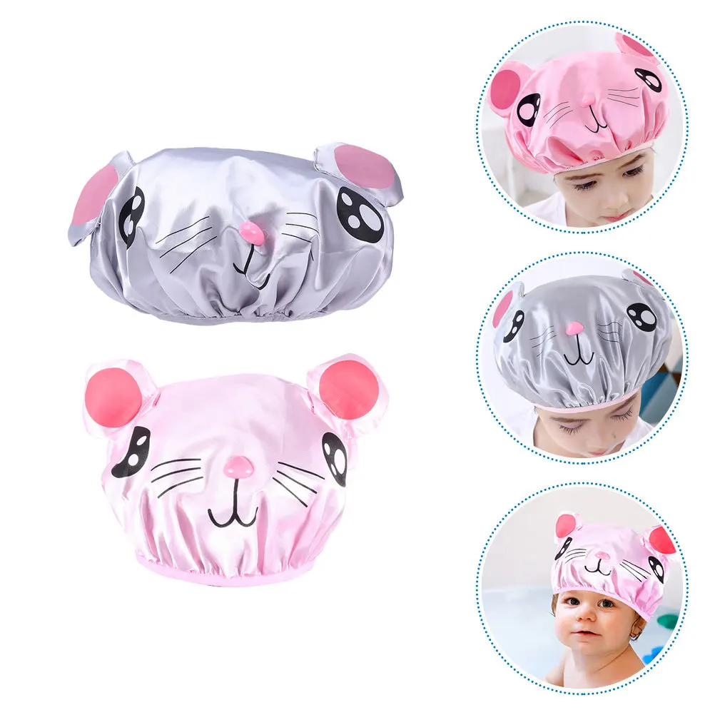 

2pcs Kids Shower Cap Waterproof Reusable Bathing Hat For Children Lightweight Portable Shower Caps For Kids Girls Toddlers