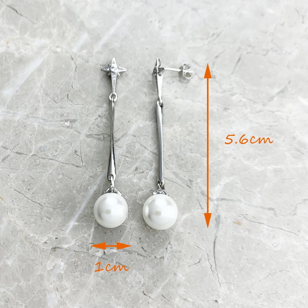 Ohrringe Süßwasserperle Stern Neu Vintage 925er Sterlingsilber Geschenk für Frauen Hochwertiger edler Schmuck – Detail 1