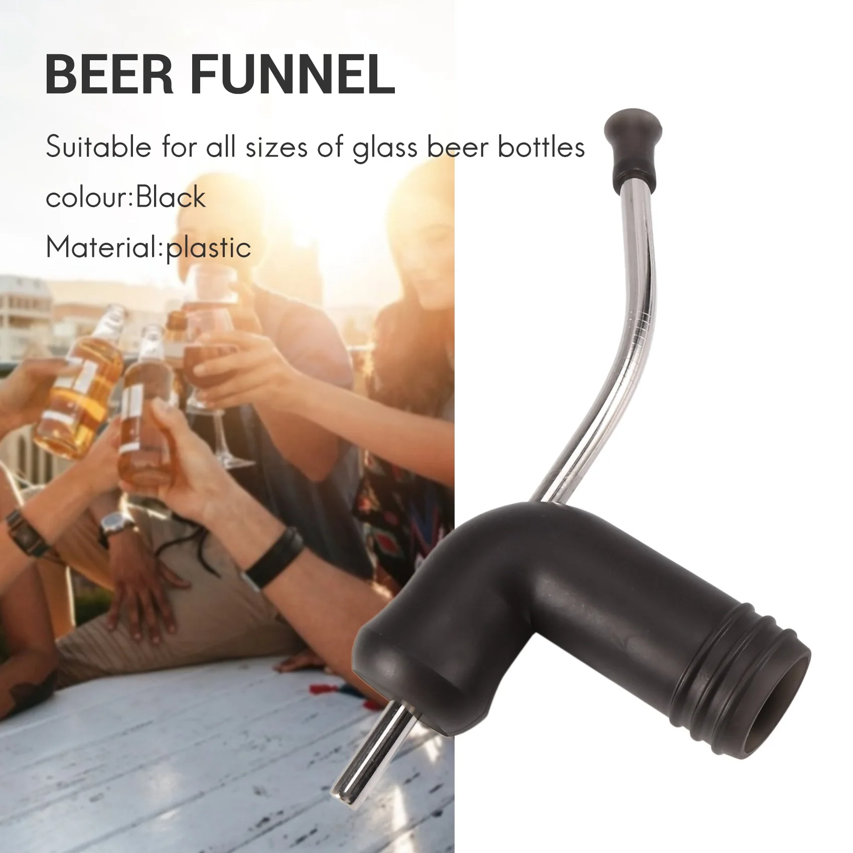 Beer Snorkel, Double Beer Snorkel, Beer Dispenser Black