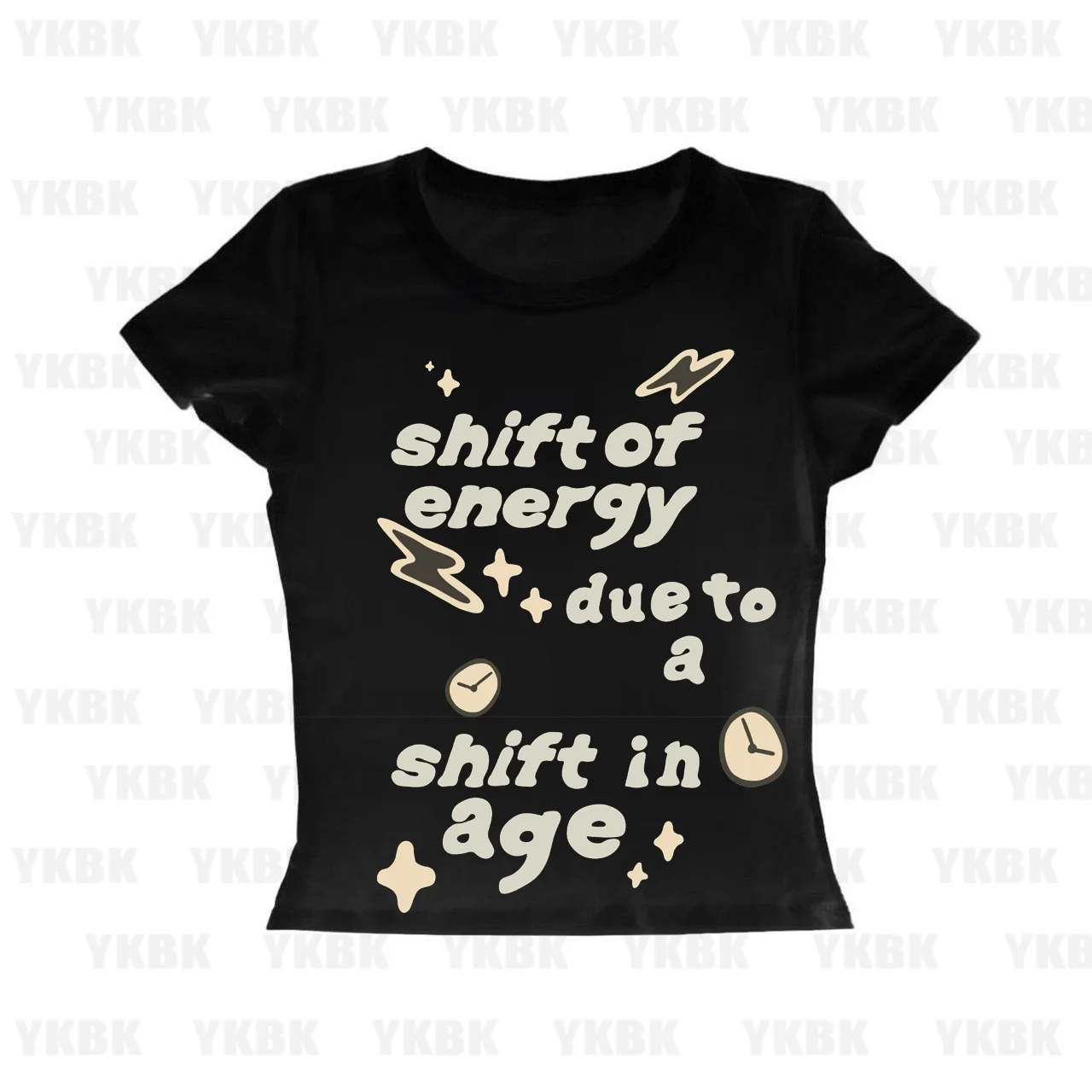 Korean Style Letter Print Short Sleeve Waist Cinched round Neck Top  Fashionable T-Shirt Women's Spring Summer