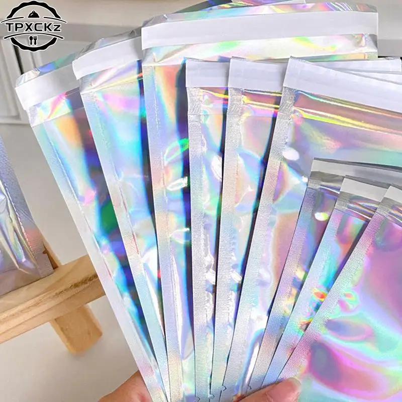 10pcs Self-Seal Packaging Bags Holographic Laser Plastic Pouch For DIY Jewelry Retail Storage Pouch Display Packaging Opp Bag