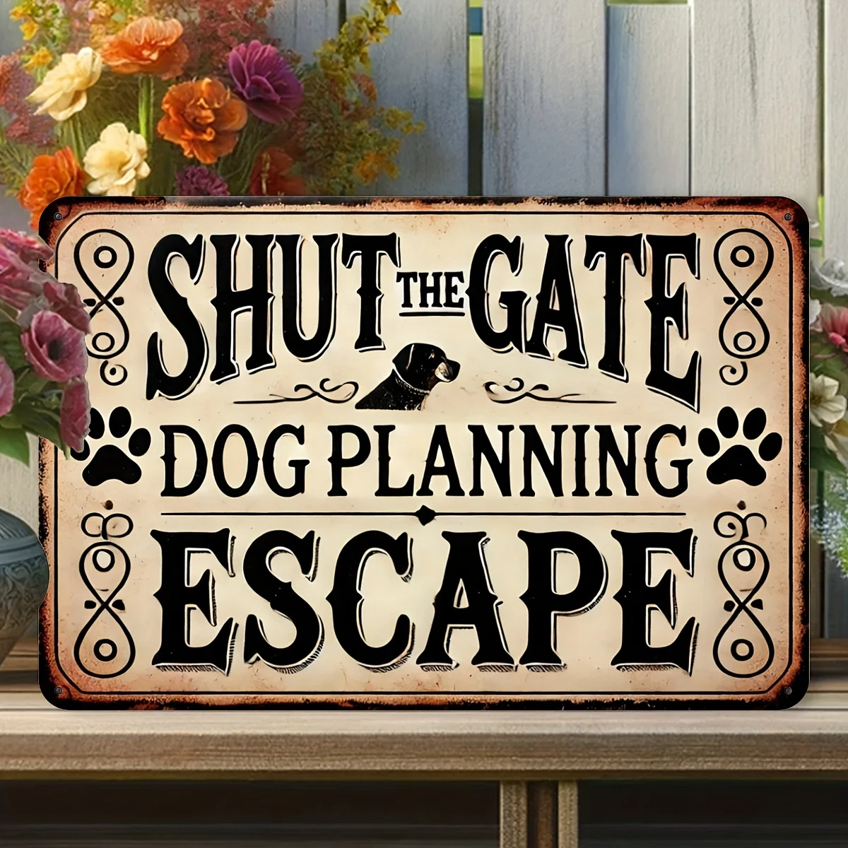 Waterproof & Rustic  Vintage Aluminum Sign - Shut the Gate, Dog Planning Escape Fun Gift Idea, Humorous Home Accent, Decor