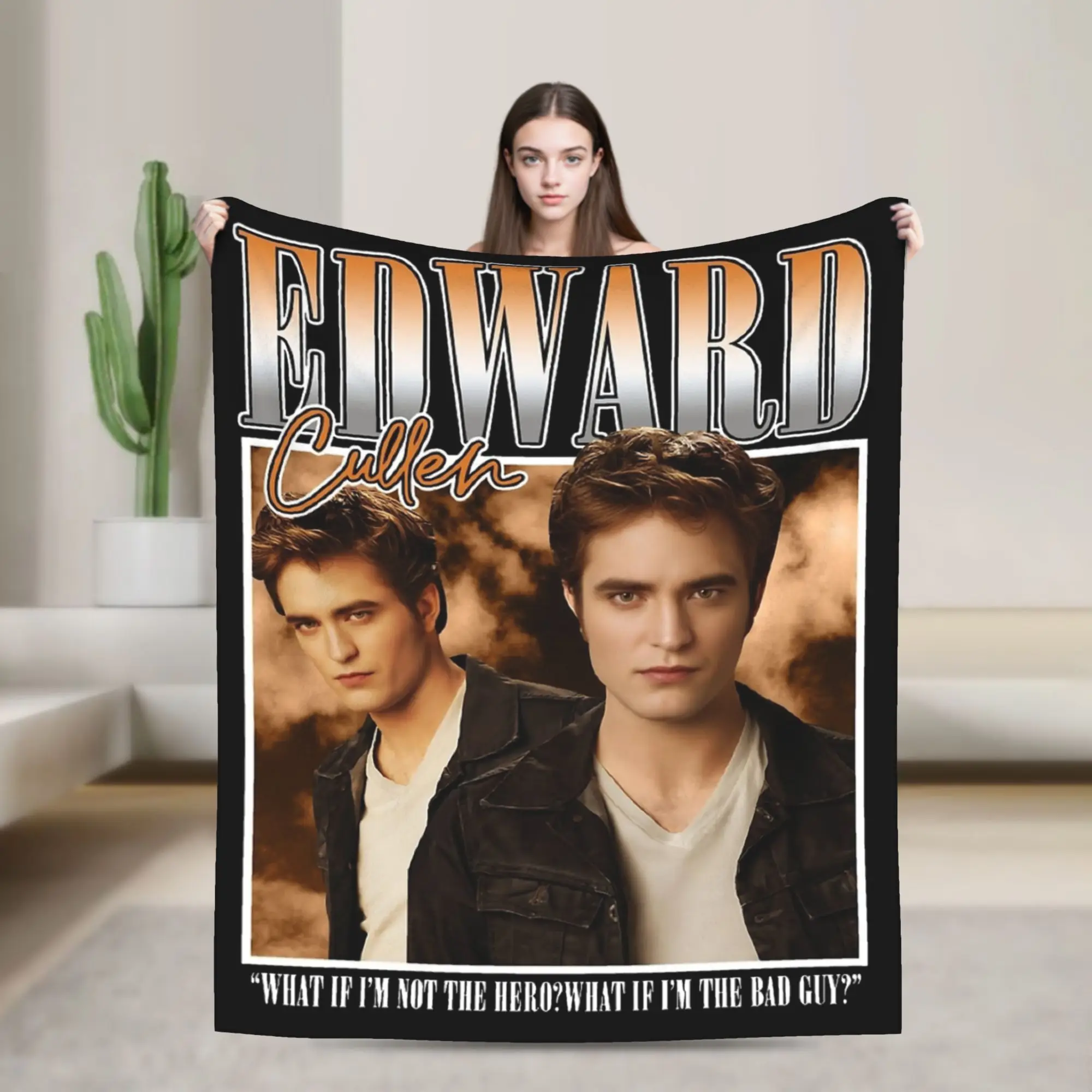 Edward Cullen Twilight Blanket Flannel Decoration Robert Pattinson Portable Thin Throw Blanket for Bed Office Bedspreads