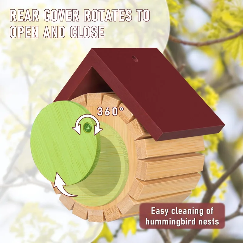 Date red bucket 2 Hummingbird House Kit, Hummingbird Houses Humming Birds Nesting, Wooden Spray Painted Hummin